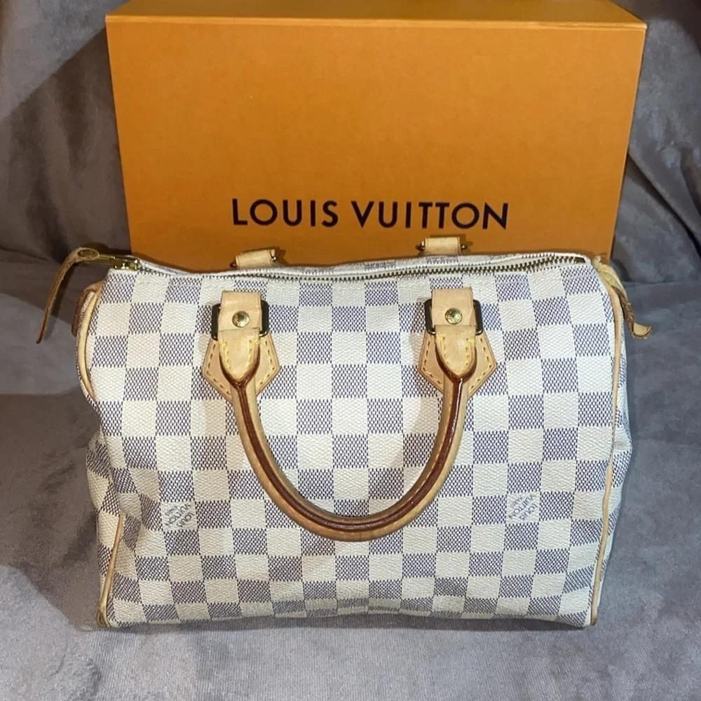 Louis Vuitton Speedy 25 Damier Azur Satchel